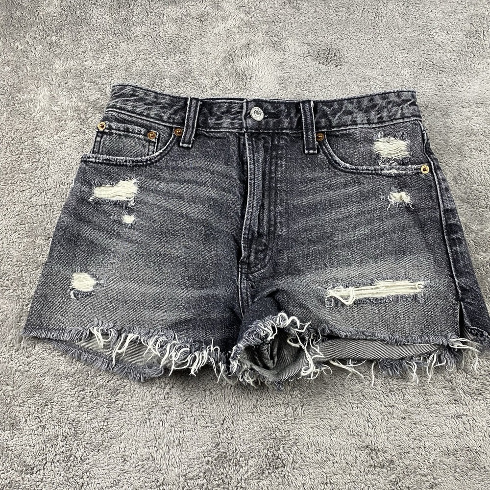 Abercrombie & Fitch Denim Annie High Rise Shorts Womens 2 28x3 Faded Black